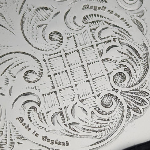 British Vintage Silver Plated Tray Diameter 31cm Queen Anne Boxed